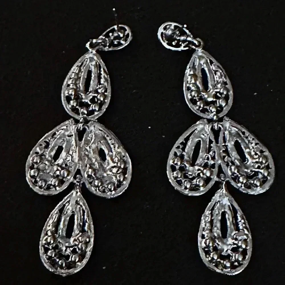 Deep Sapphire Rhinestone Earrings